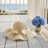 Elegant Lace Bow Sun Hat Breathable Straw Adjustable Beach Hat Lace Ruffle Fisherman Cap Outdoor Travel