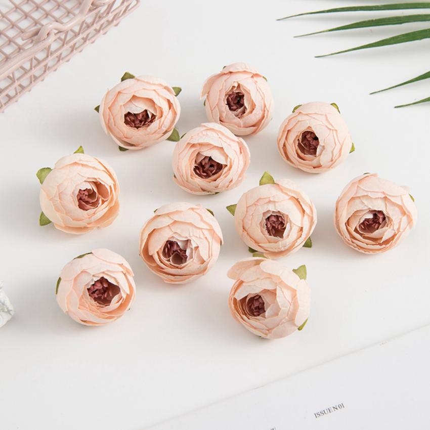 10/100PCS Silk Tea Roses Bud Artificial Flowers Diy Gifts Candy Box Christmas Decorations Home Garden Wedding Holiday Supplies