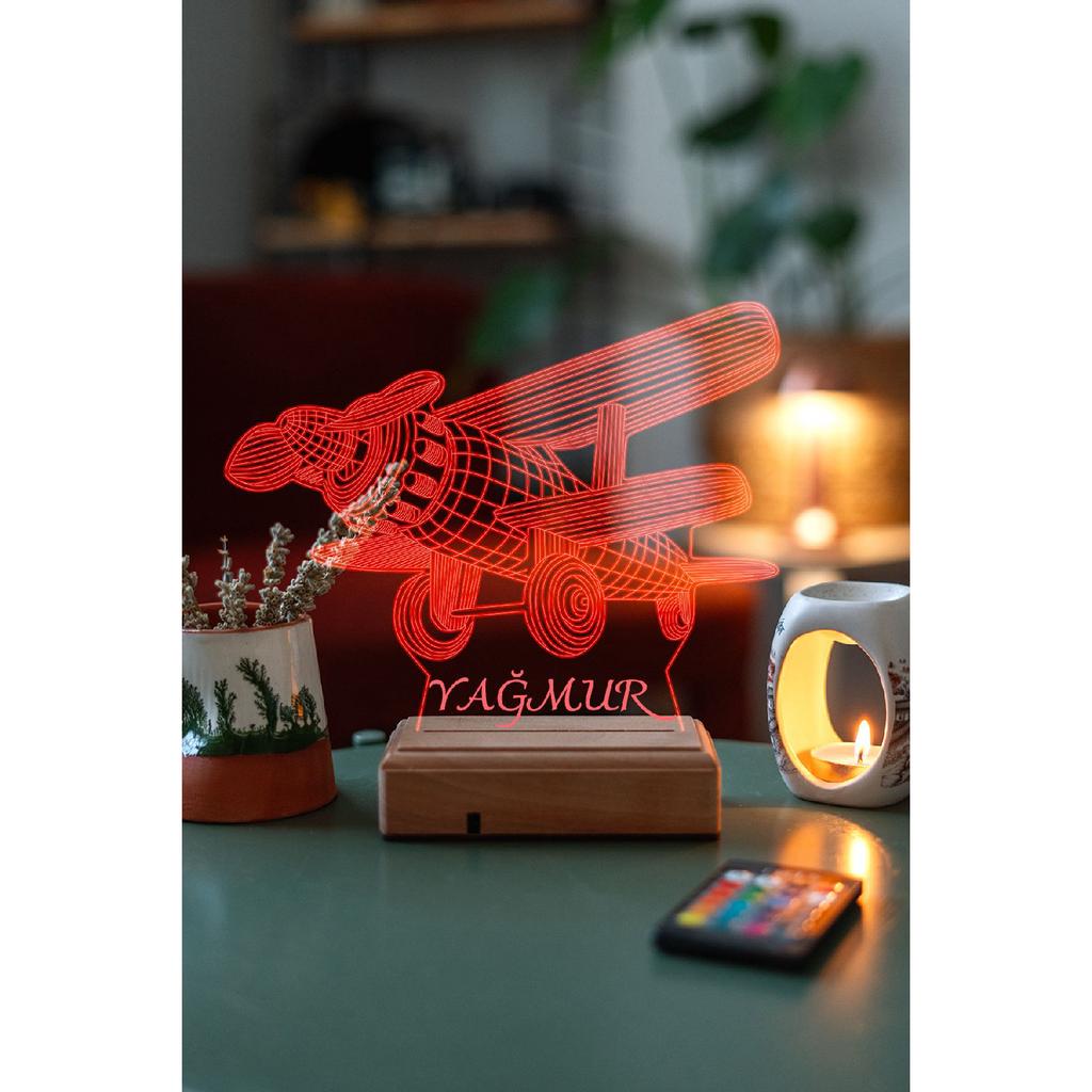 Gift 3d Propeller Plane 16 Colors Decorative Led Lamp