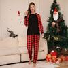 2Pcs/Set Family Matching Pajamas Set O Neck Long Sleeves Top Plaid Trousers Festive Parent-child