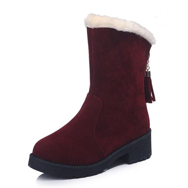 

Женские ботинки, сапоги до середины икры, женские ботинки, женская зимняя теплая обувь, зимняя обувь на платформе, новая мода 40 вино красного