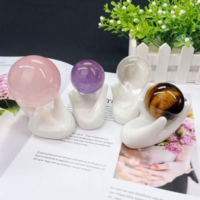 Soild Color Ceramic Crystal Ball Base Rhinestone Support Buddha Hand Sphere Holder Photography Props Sphere Display Stand