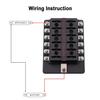 12 Way Fuse Box Car Truck Standard ATO ATC Blade Fuse Block Holder LED Indicator