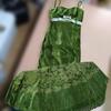 Used Velor long dress with green ribbon