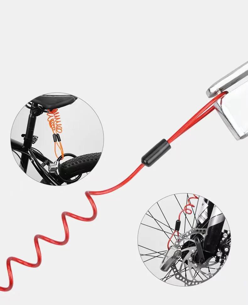 1.5m Bike Spring Cable Lock Anti Theft Rope Alarm Disc Lock For Motorcycle/Bike Scooter Security Reminder Protection Accessories