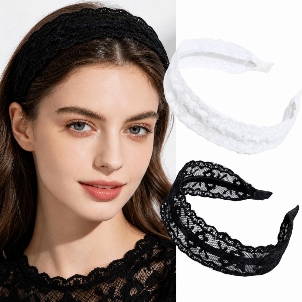 Non-Slip Lace Headband Solid Color Head Hoop Elegant Hairband Hair Accessories