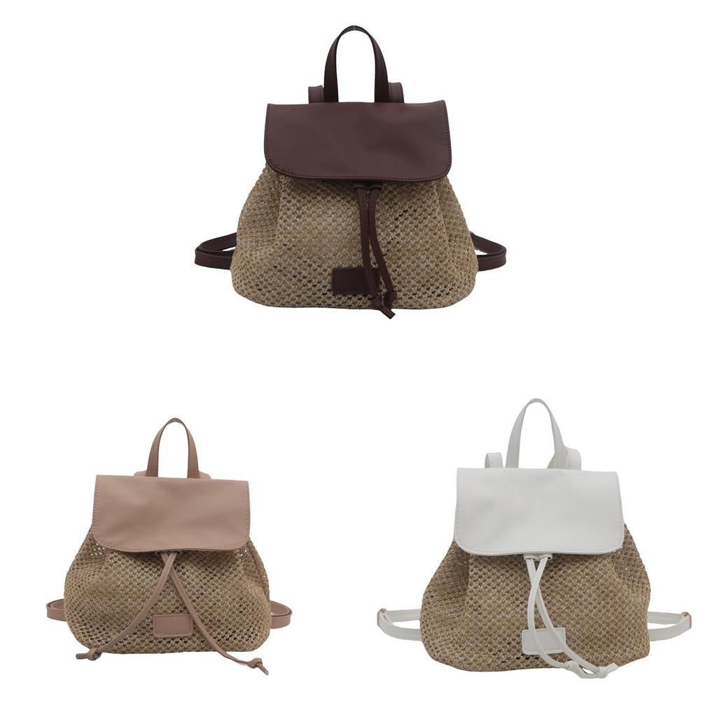 Zaino Intrecciato Boho da Donna con Tasca per Cellulare per Uso Quotidiano