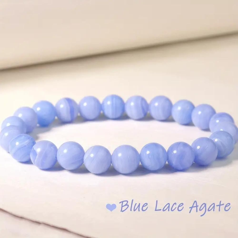 Hot Selling Natural Stone Blue Patterned Agate Bracelet, High-end Luxury, Niche Design, Women's Bracelet
