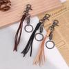 Handmade Genuine Leather Keychain Cowhide Car Keychian Cowhide Tassel Key Chain  Keys Organizer