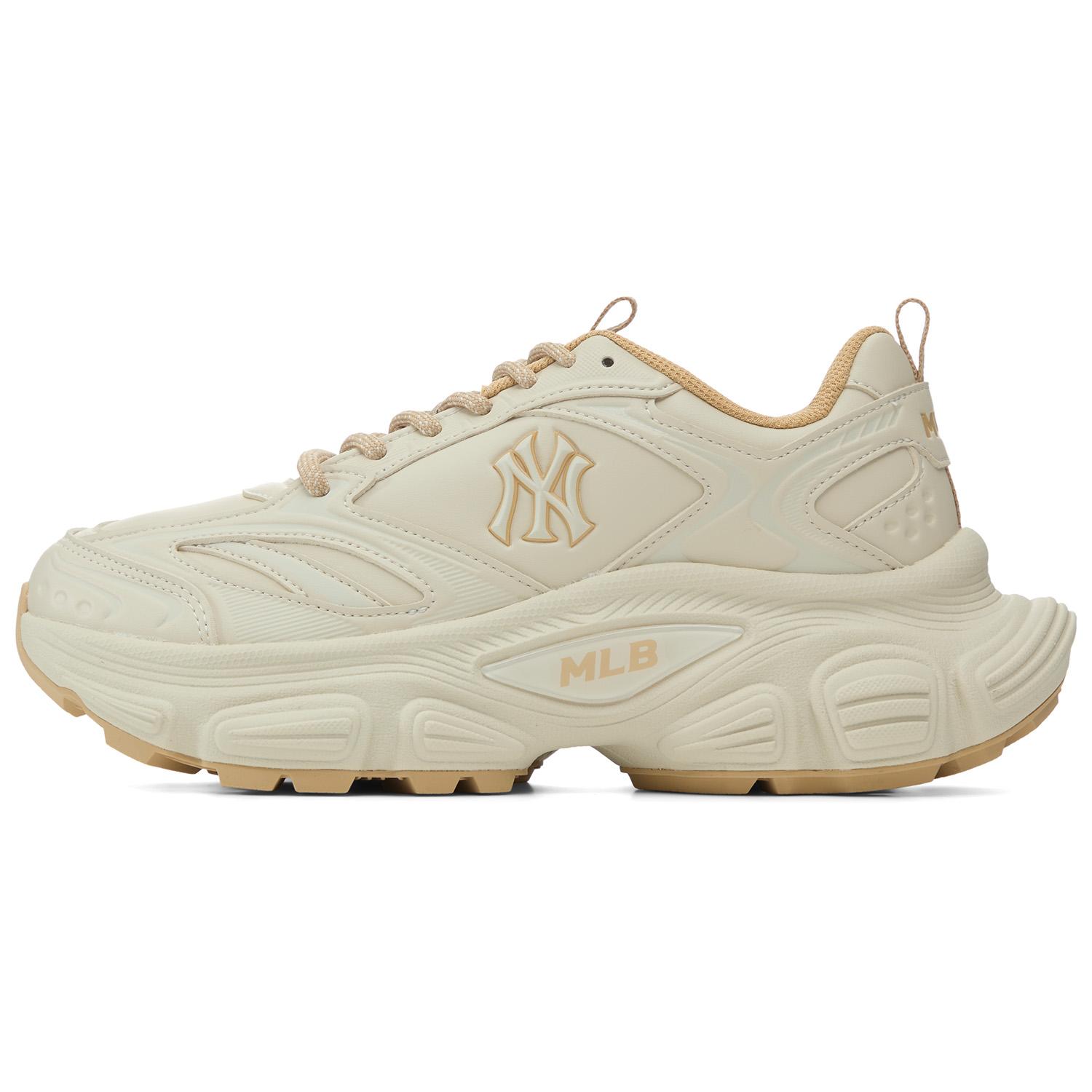 MLB New York Yankees Synthetikleder Trendig Minimalistisch Mode Street Style Dicke Sohle Niedrig geschnitten Dad Shoes Unisex Sneaker 3ASHW005N-50CRS 42 beige