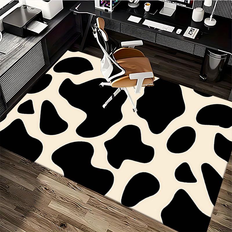 1pc Cow Print Chair Mat: Anime Cartoon Design, Non-Slip Office Rug for Home Decor, Seasonal Gift, Suitable for Office and Living Room.A032