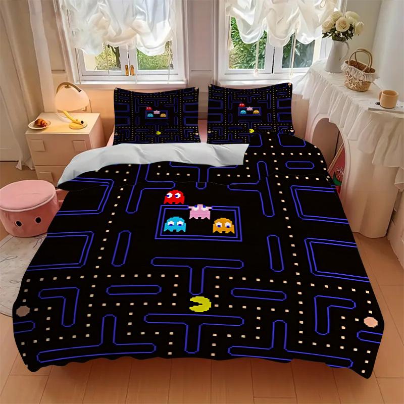 Pacman Adventure Print 3Pcs Bedding Setduvet Cover With 2 Bedropillowcase Home Birthday Gift