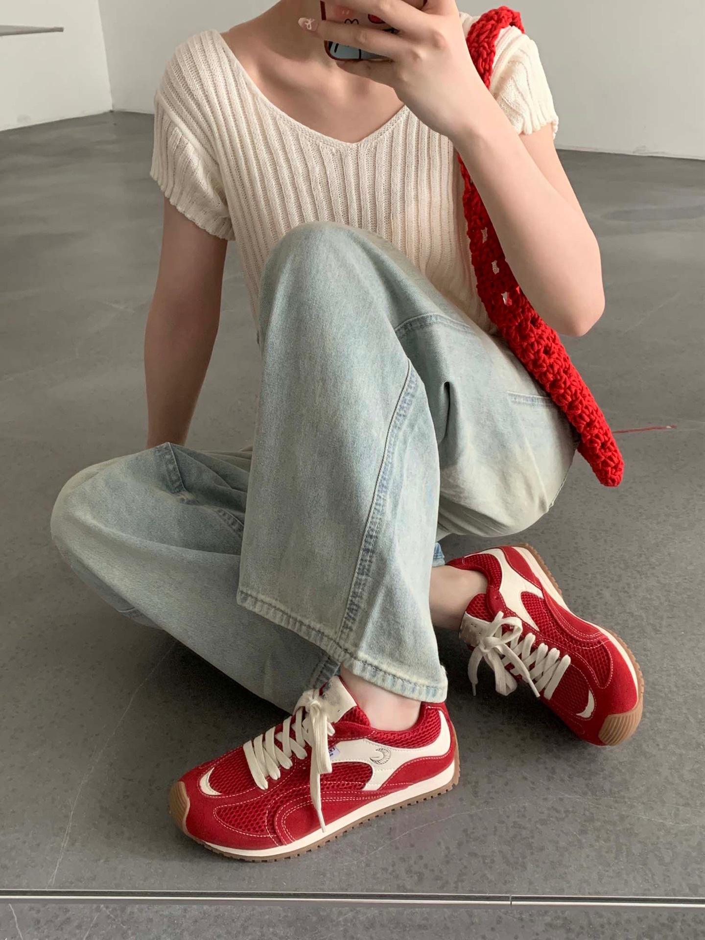 

Red women s new summer versatile niche design breathable casual sports shoes 35 красный