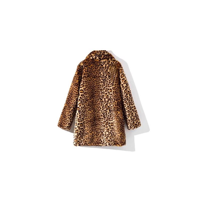 New imitation fur fur coat women's medium and long suit collar sexy leopard print coat coat