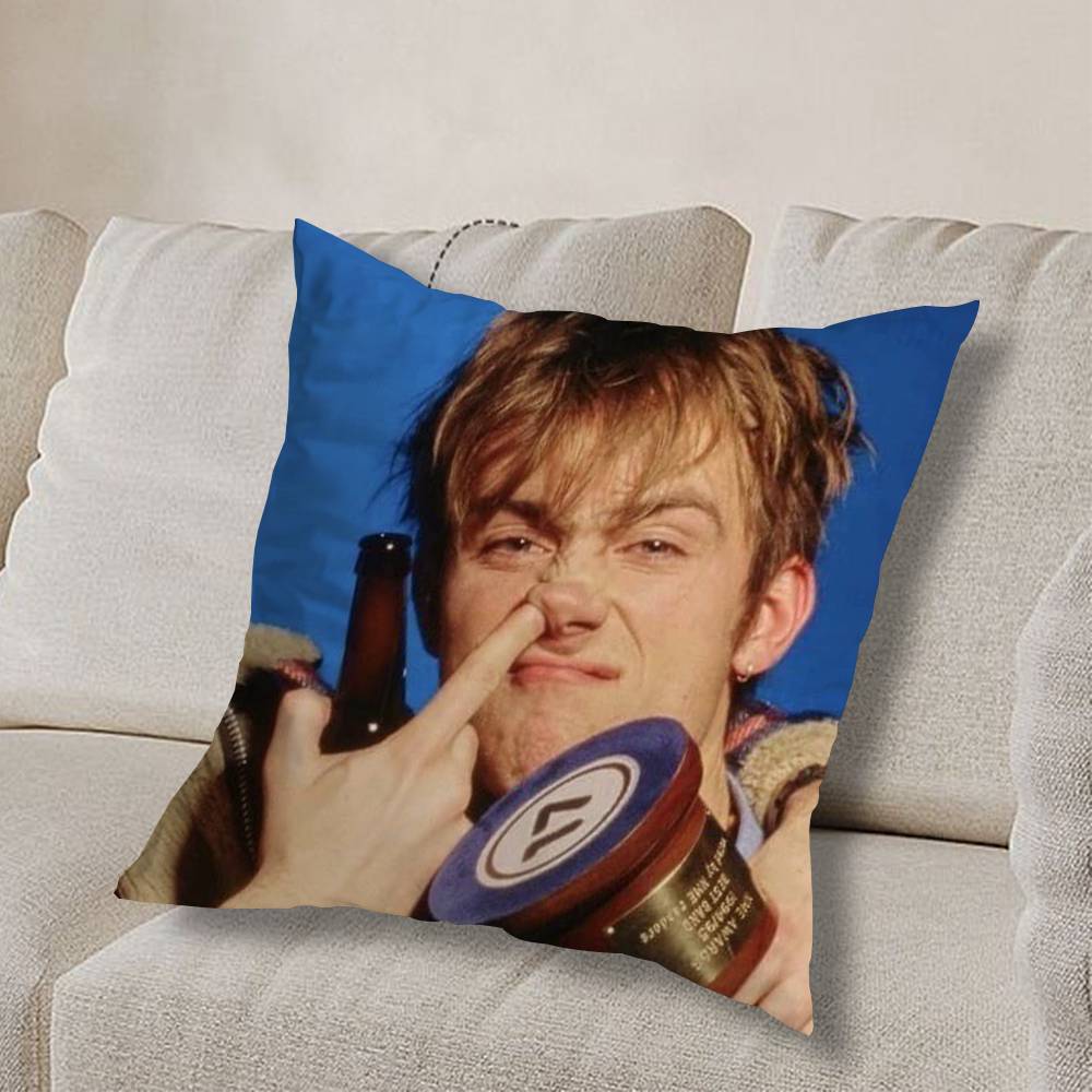 COOL Damon Albarn-n Ich Liebe Kissenbezug Anti-Milben Kissenbezug Versteckter Reißverschluss seidiger kurzer Plüsch Sofakissenbezug