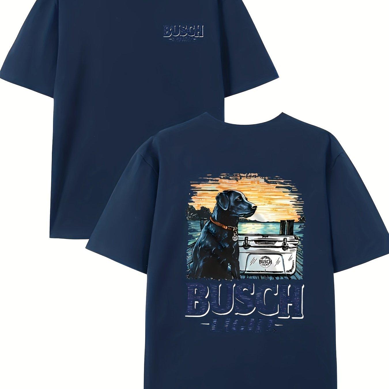 

Busch Light Dog Printed Round Neck Short Sleeve T-shirt Soft Breathable Comfortable Casual Fashion Top for Men S