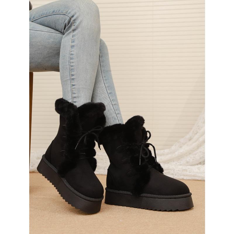 2025 Fall/Winter New Arrival: Front-Lacing Thick-Sole Fleece-Lined Warm Oversized Women's Snow Boots