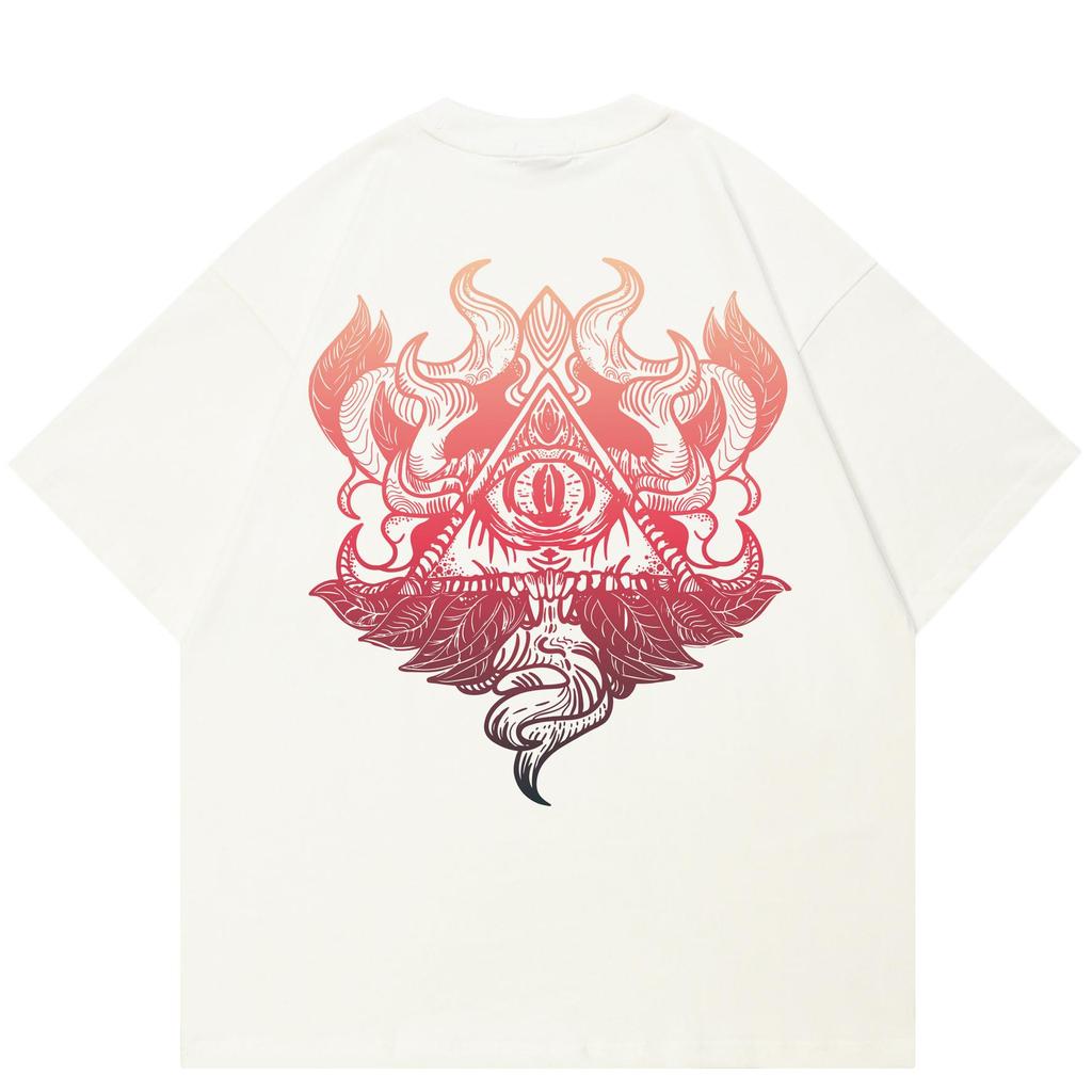 2024 Streetwear Both Sides Flame Graphic Unisex T-Shirt Cotton Tshirt Unisex Tops Tees Summer Short Sleeves T Shirt