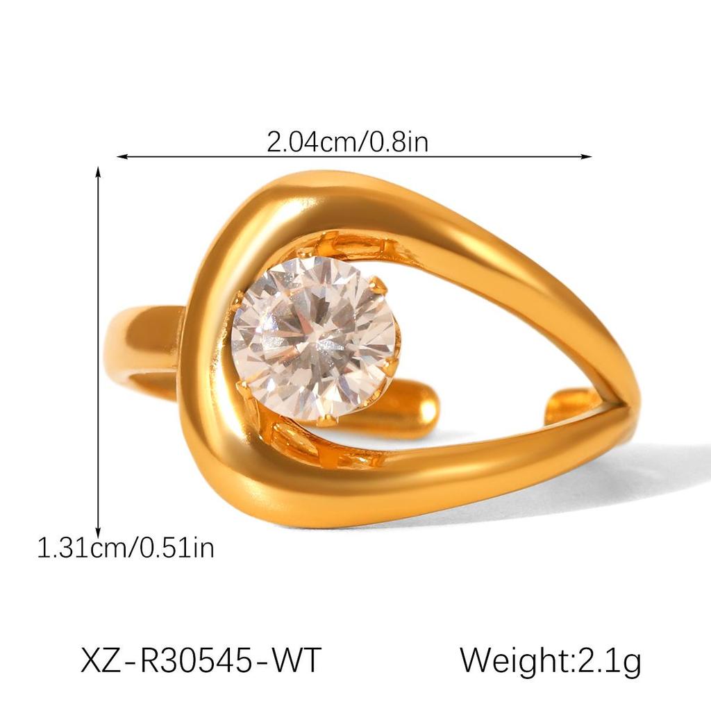18K Goldbeschichteter Titanstahl Zirkonring für Damen - Hochwertiger Luxusschmuck