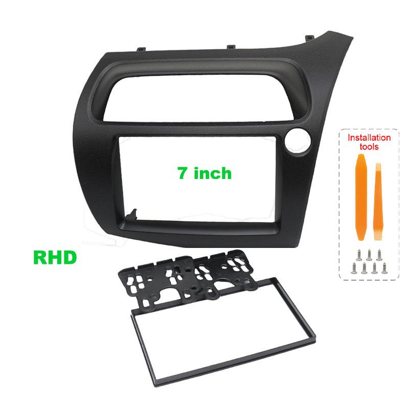 For Honda Civic Double Din Fascia Radio Dvd Stereo Cd Panel Dash Mounting Installation Trim Kit Face Frame Bezel with Wire Harne