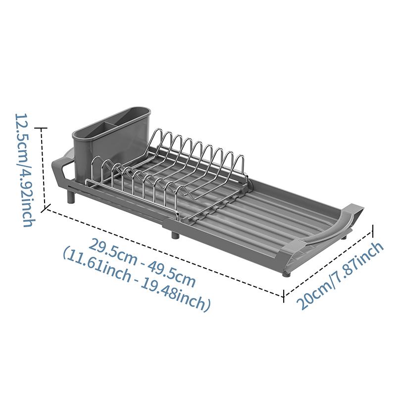 

Компактная кухонная сушилка для посуды, многофункциональная подставка для кухонных принадлежностей, выдвижная корзина для хранения над раковиной серый