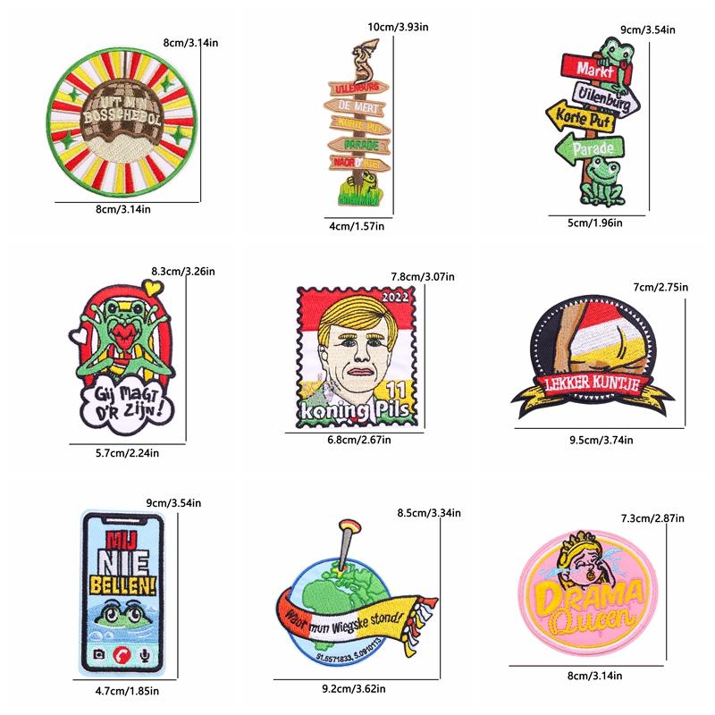 10pcs /Lots Netherland Carnival Patch Netherland Oeteldonk Emblem Full Embroidered Patches Iron On Patches For Clothing Sew Diy 
