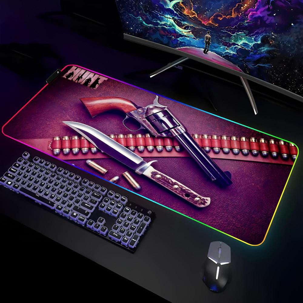 H-Hunt-Showdown Tappetino per Mouse da Gioco Tappetino da Scrivania RGB per Giocatori Tappetino per Tastiera Tappetini per Mouse LED per Computer Portatili da Gioco Protezione da Scrivania Tappetini per Mouse Anime