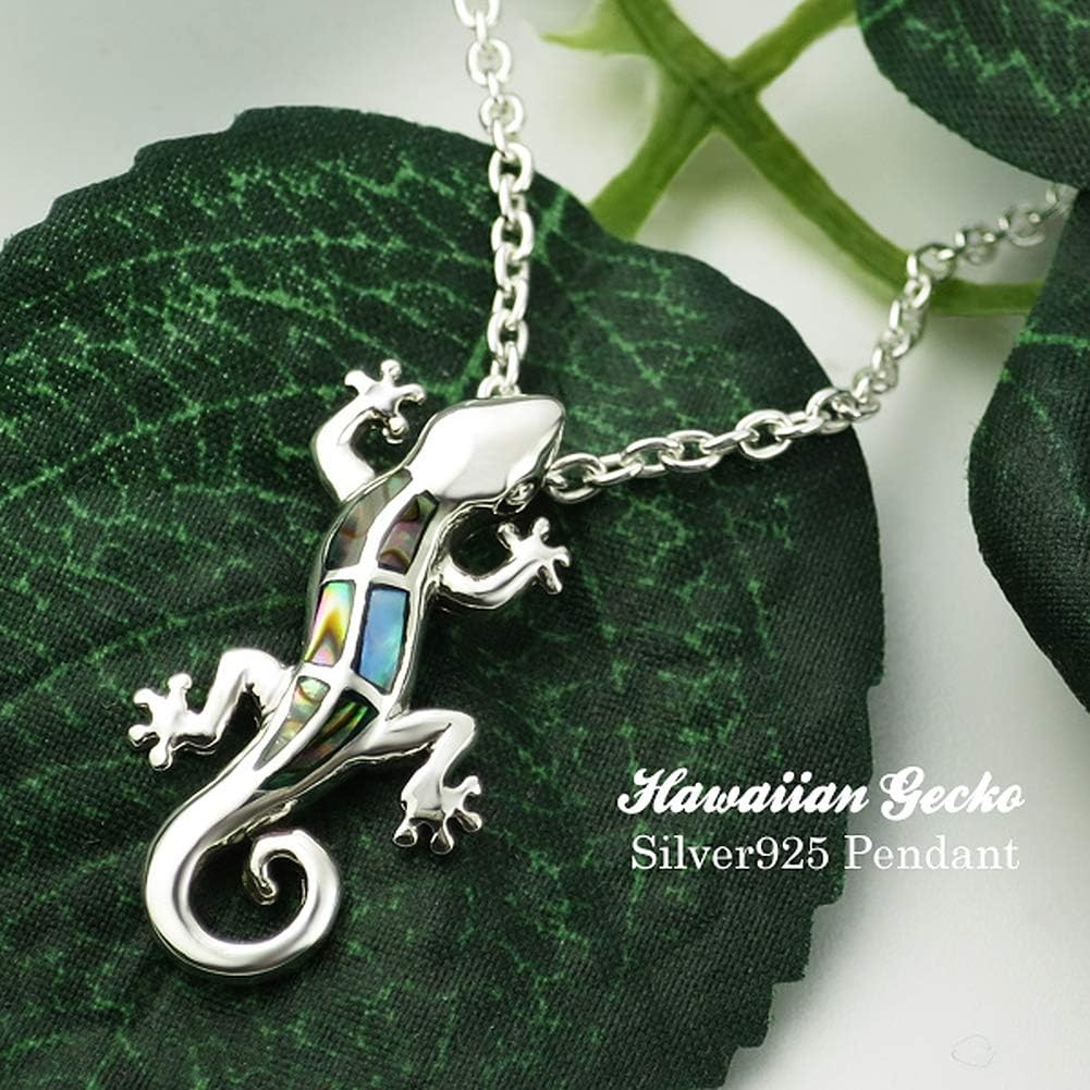 [Shinjuku Gin no Kura] Gecko Lizard Pendant (No Chain) Silver 925 Head Charm Hawaiian Jewelry Shell Gecko