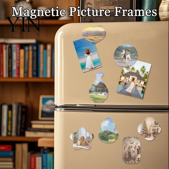 Magnet Making Kit 10Pcs DIY Fridge Kit, Clear Acrylic Magnetic Photo Frame Magnets Set, Custom Picture for Crafts, Kitchen, Classroom Frames