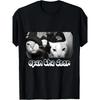 Vintage Funny "Open The Door" Sarcastic Cat Meme T-shirt Fun Graphic T-shirts, Soft Pure Cotton Crew Neck Short-sleeved T-shirts, Suitable for Both
