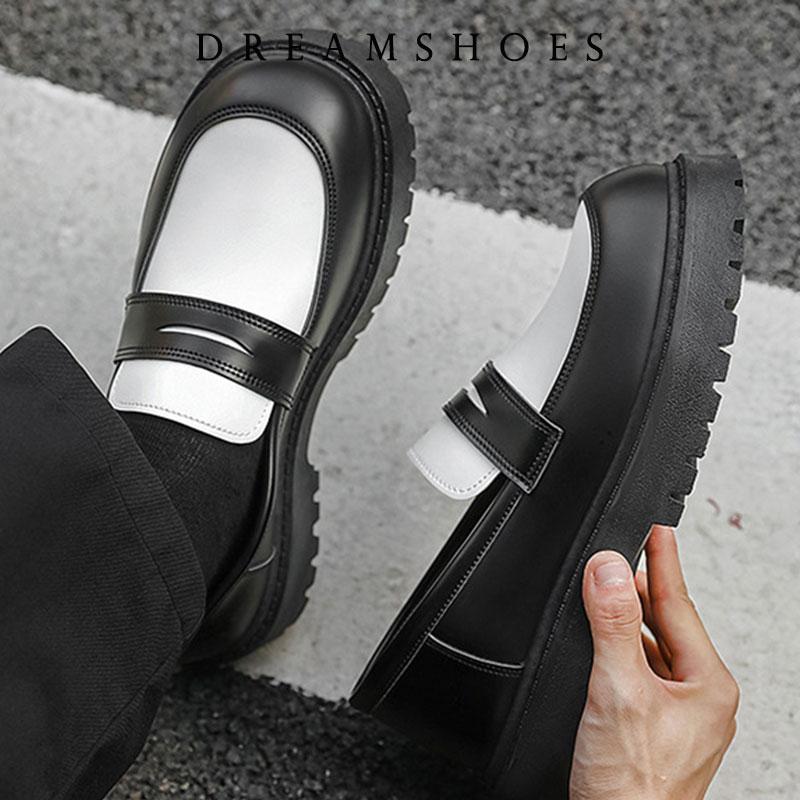 Men Handmade Leather Shoes Platform Loafers Fashion Luxury Slip On Mocassin Business Shoes Homme  De Hombre