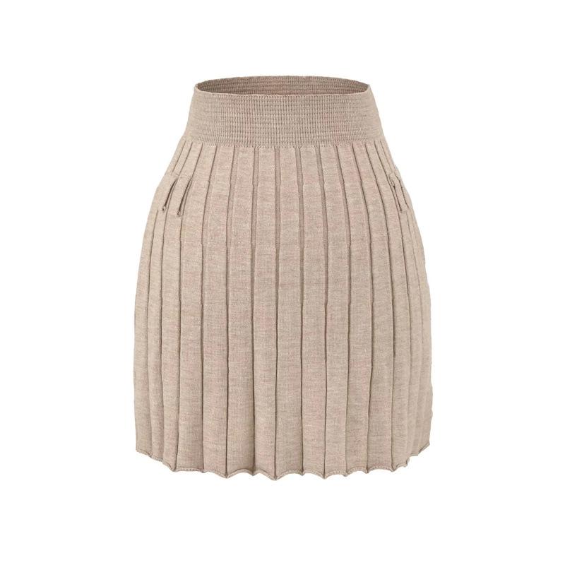 Elegant Korean Style A-Line Knit Skirt: High-Waisted, Slimming, Pleated, Versatile, Age-Reducing - Autumn/Winter 2025 Collection.