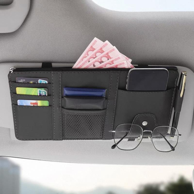 Multi-Functional Car Sun Visor Organizer: Glasses, Cards & Documents Holder