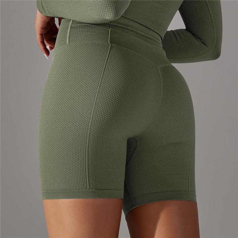 Nessaj Seamless Knit High Waist Yoga Shorts Running Fitness Breathable Quick Drying Yoga Shorts