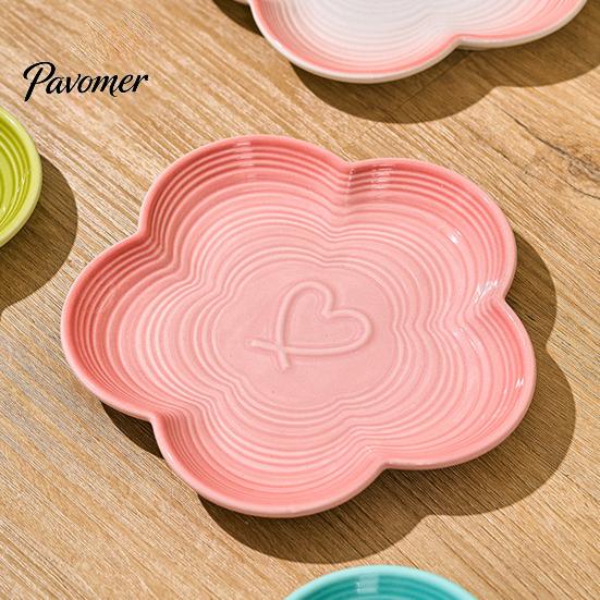 Elevated Cat Food Bowls Ceramic Pet Bowl with Raised Stand, Flower Shape Whisker Friendly Non-slip Feeding Plate for Neck Protection, Anti Slip Bowl,