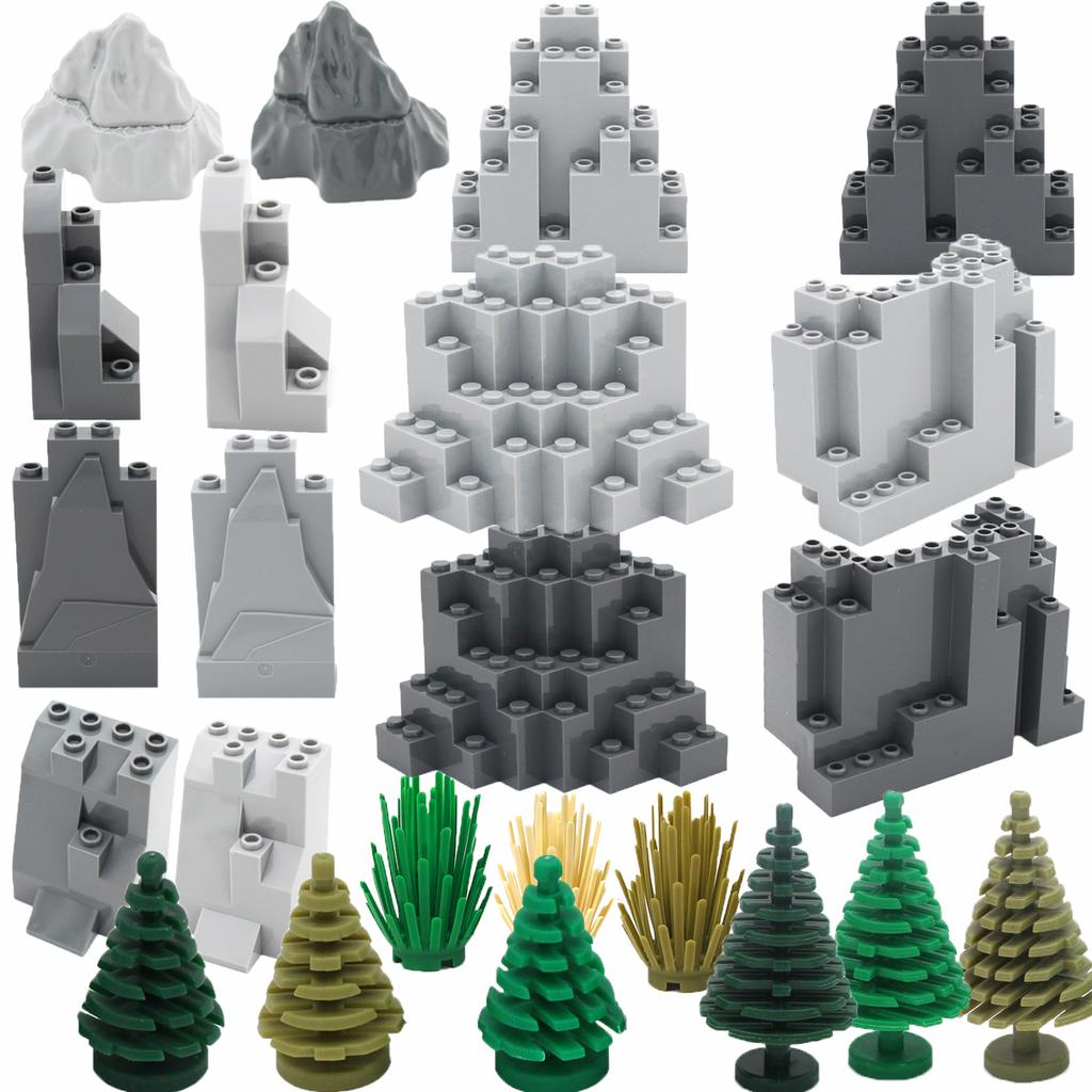 Kit de construction de panneau rocheux MOC: Briques de Pierre Créatives Montagne & Colline pour Rocaille de Jardin DIY ou Décor de Rue Urbaine