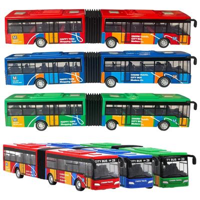 City Bus Toy 1:64 Scale Die Cast Metal Pull Back Vehicles Educational Gift Friction Powered Cars Play Toys for Kids