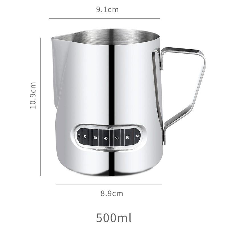 Stainless Steel Milk Pitcher With Thermometer Coffee Latte Art 600ml