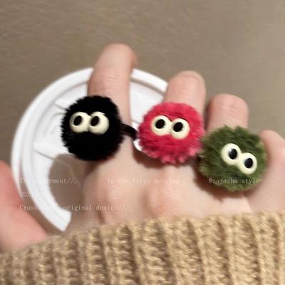 Cute Personality Briquettes Plush Ring Female Niche Design Sense Index Finger Ring Funny Cartoon Ring