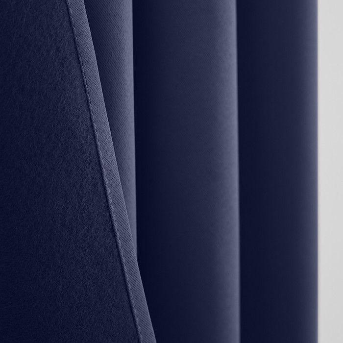 Lot de 2 rideaux occultant phonique et thermique doublé polaire "Arctique" Marine - Bleu - 2 Panneaux occultant thermique 140 x 260