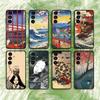 Japan Style Ukiyo-e New Phone Case For Samsung S25,24,21,22,23,S30,Ultra,S20,Plus,Fe,Lite,Note,S10,S9,Black Soft Shell