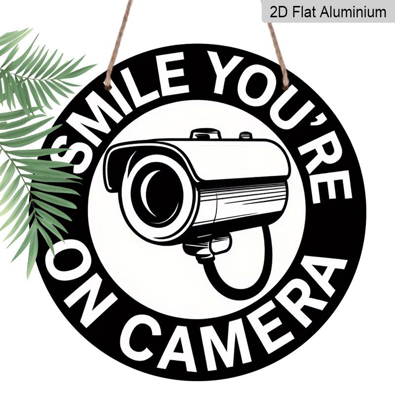 2D Flat Aluminum Retro-style Security Camera Wall Decoration, 7.87 Inches X 7.87 Inches. Suitable for Cafes, Living Rooms, Kitchens, Bars, Porches
