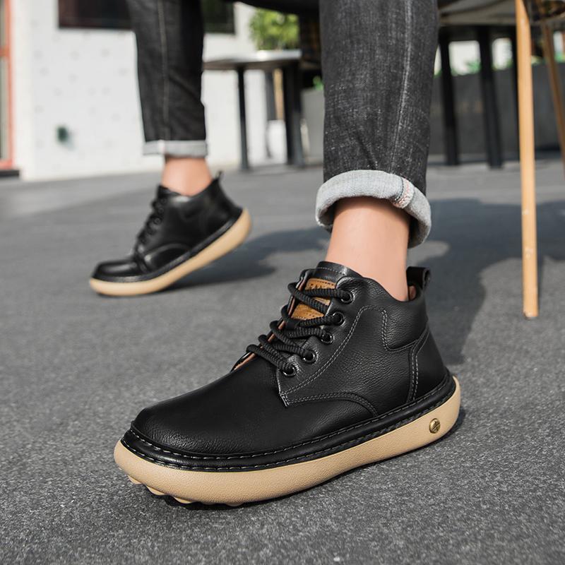 Men Boots Winter High Top Leather Shoes Fashion Shoes Fashion Ankle Boots Business Casual Outdoor Shoes Male Sneakers New
