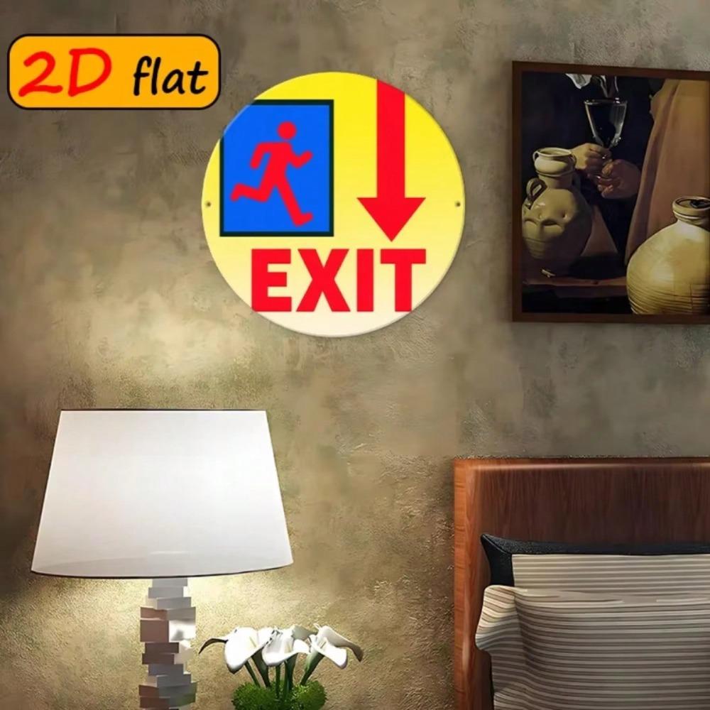 Red Exit Running Figure Sign 20x20cm Aluminum Outdoor Emergency Safety Plaque Highly Visible Warning Decorative Gift