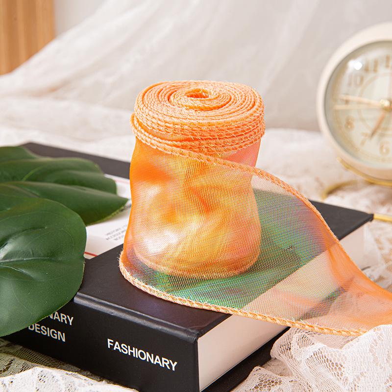 4cm x 10 Yards Iridescent Fishtail Yarn Ribbon, Polyester Lace Tulle for Floral Art & Baking.