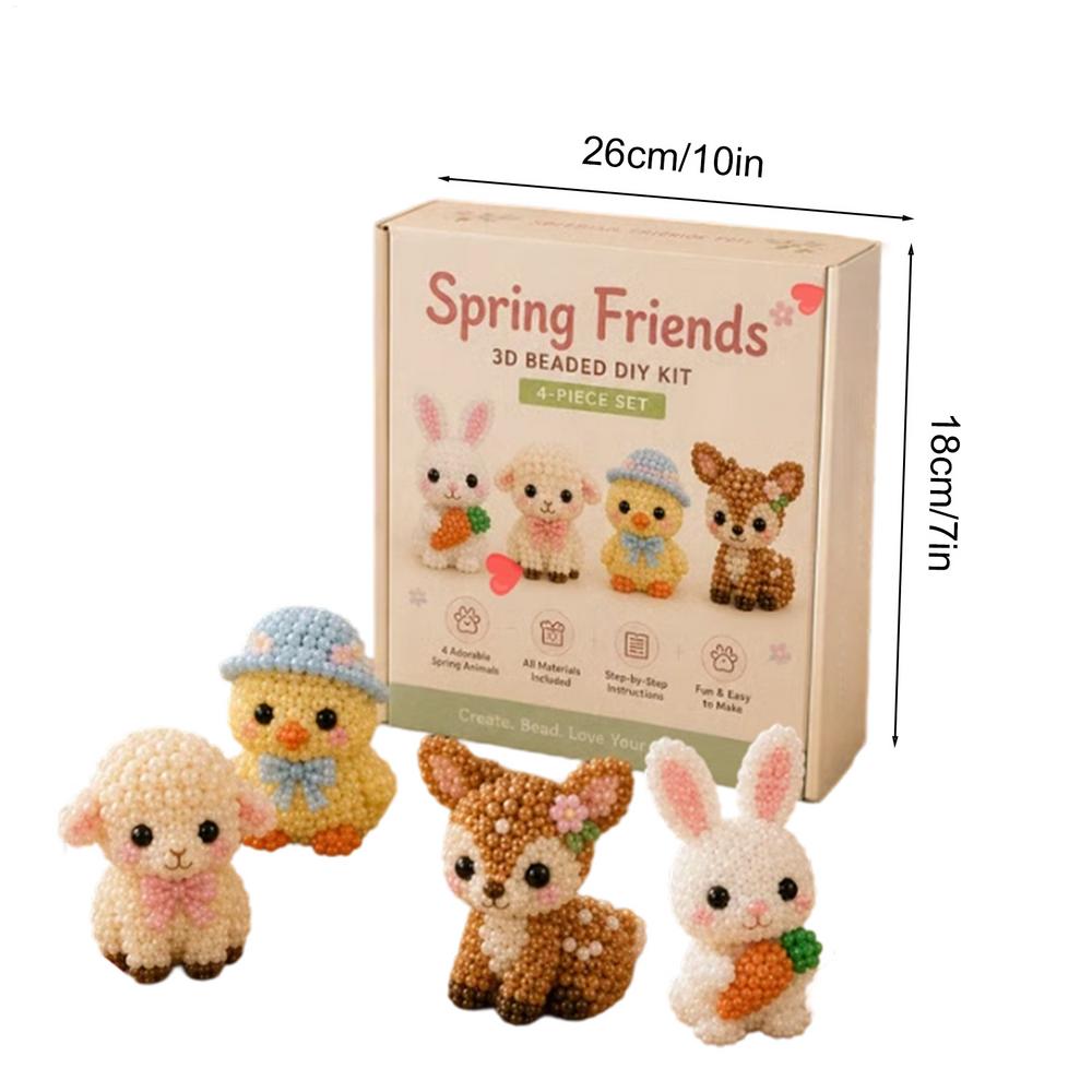 Cute Design 3D Animal Beaded Kit Creative Colorful Beading Embroidery for Beginners Enthusiasts Craft Lovers Adults Kids