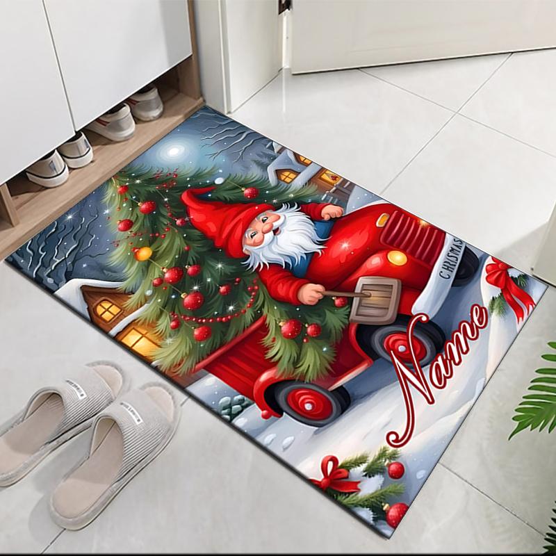 Custom Name Christmas Santa Claus Printed Carpet, for Office Chair Living Room Bedroom Kitchen Room Decor Gifts.