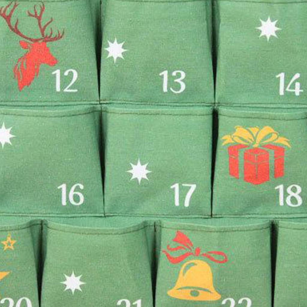 Fabric Advent With Pockets 24 Days Christmas Tree Shape Pouch Refillable Countdown Calendar Bag For Home Decorators Collectors