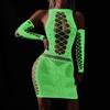 Tuta intera luminosa Body erotico luminoso Bodystockings traforato Lingerie sexy Body in rete Mujer Trasparente Costumi sessuali