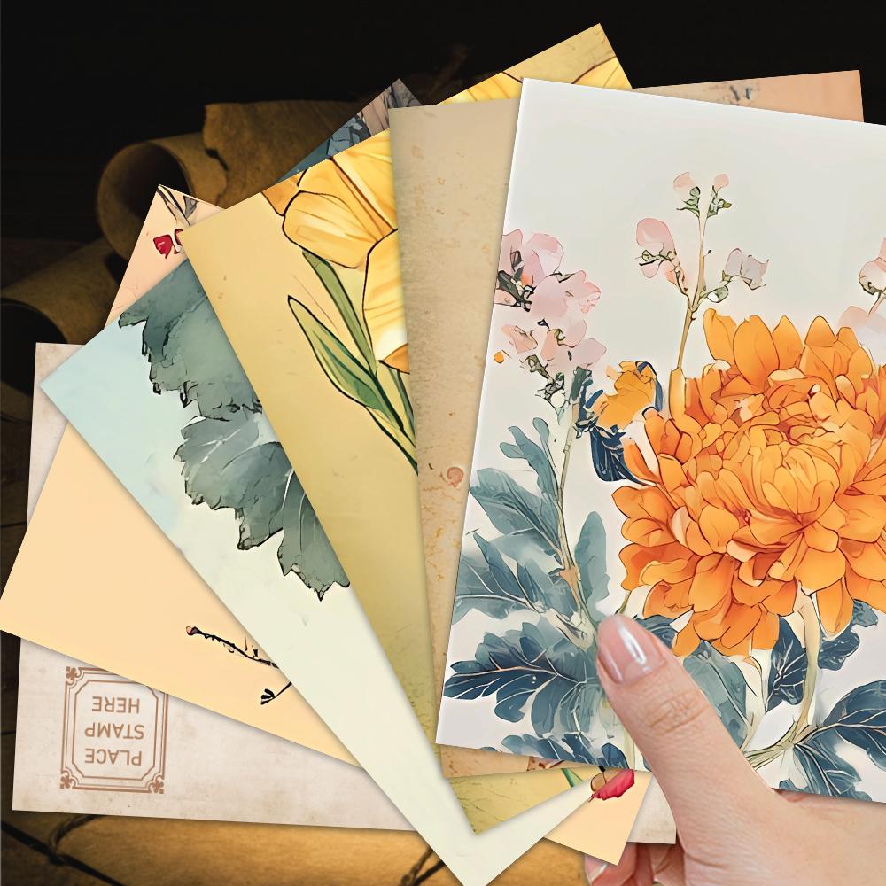 32pcs, Antique Floral and Botanical Postcards, Wall Stickers, Mailing Cards, Greeting Cards, DIY Postcards, Souvenir Postcards,
